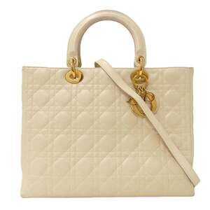 CHRISTIAN DIOR White Lambskin Leather Shoulder Bag